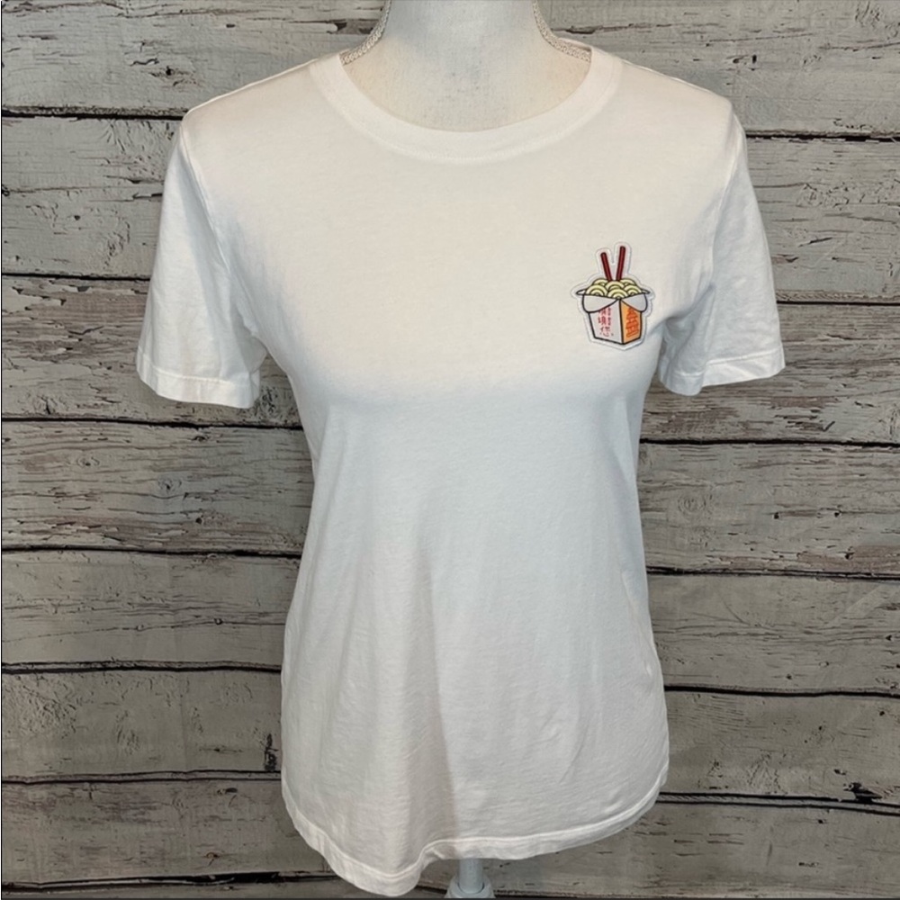 FOREVER 21 T-Shirt Ramen Noodle Patch White-Small